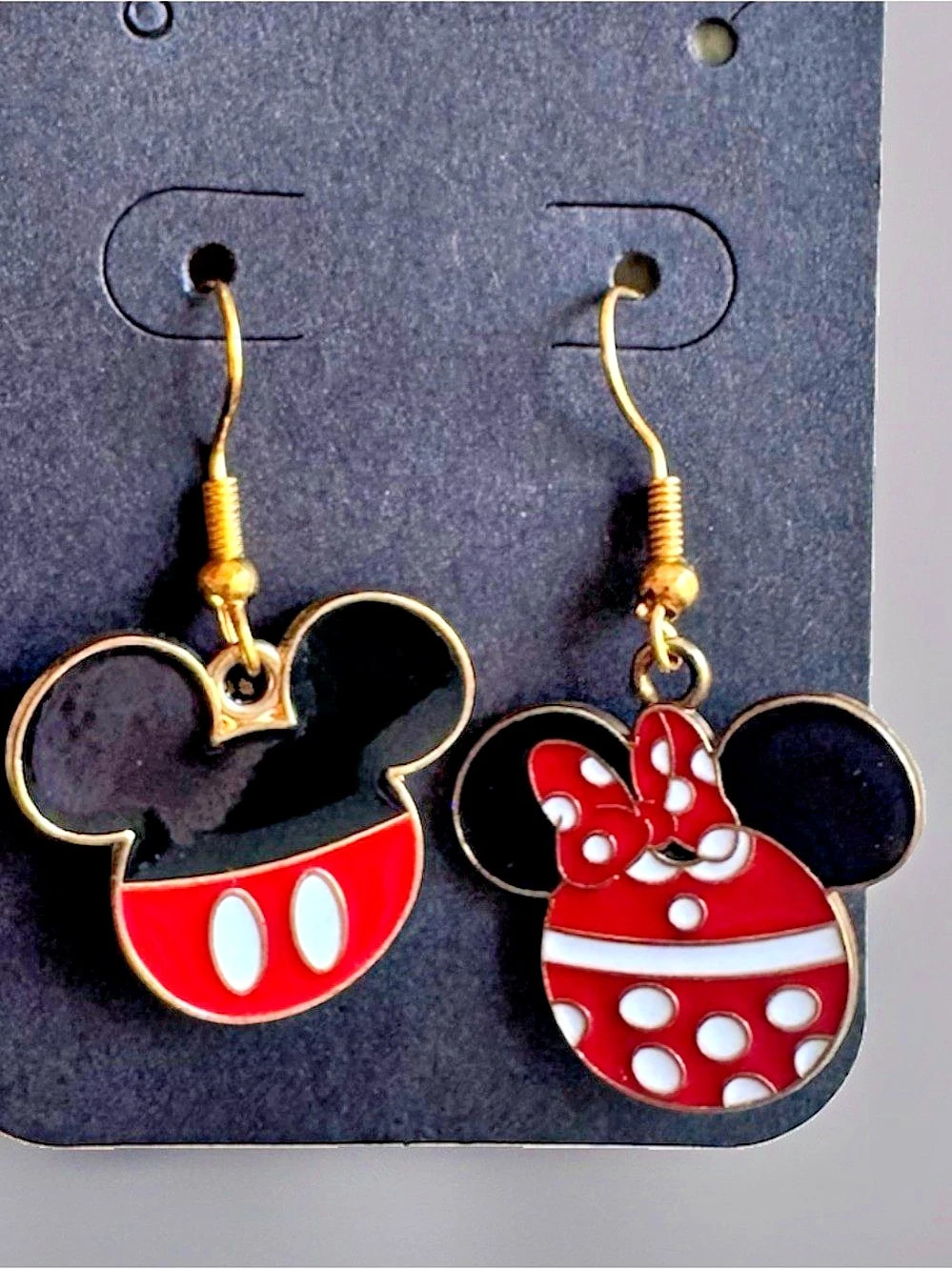 Disney Mickey & Minnie Red & Black Dangle Earrings nwt